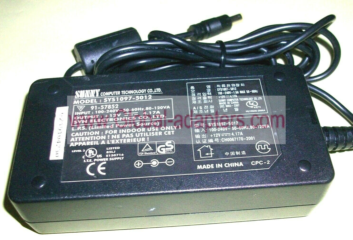 New Genuine Sunny SYS1097-5012 50W 12VDC 4.17A AC Adapter